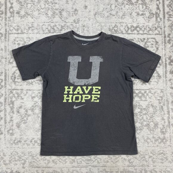 Nike T Shirt Short Sleeve Tee Youth Grey “U Have Hope” Youth Size Large 14/16 - Picture 1 of 5